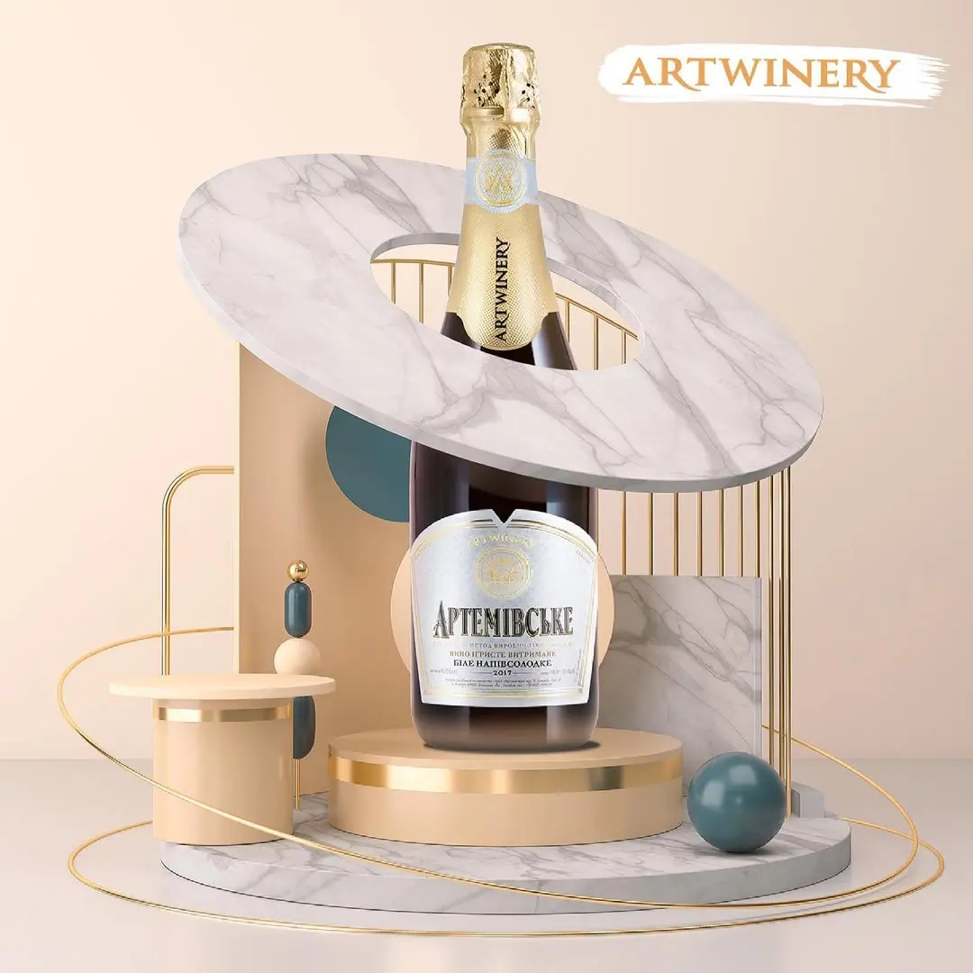 Artwine sparkling wine 3D product visual